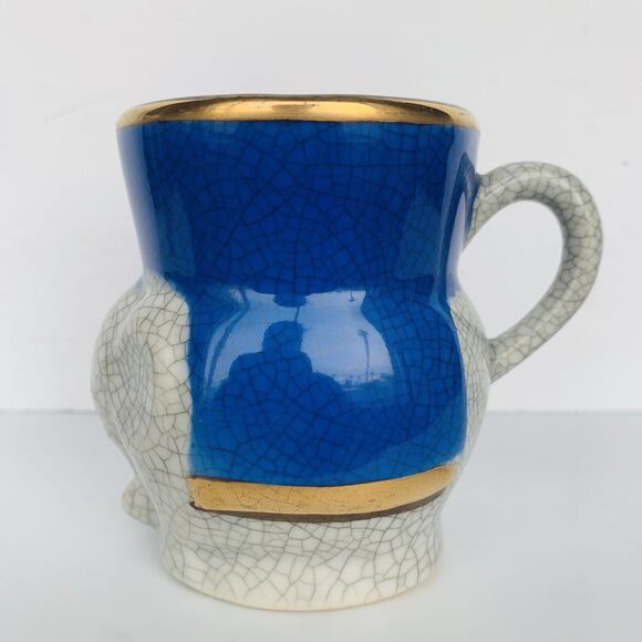 Vintage Fitz & Floyd 3D Elephant Crackled Ceramic Espresso Coffee Mug Cup - Picture 2 of 9